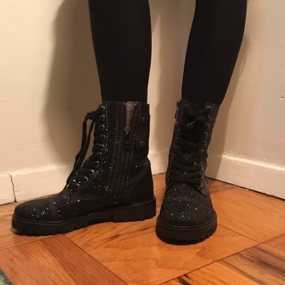 Zadig and Voltaire glitter combat boots